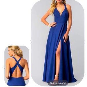 Simple blue prom dress